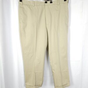 L.L.Bean Beige Cuffed Chino Pants Mens 38x27 High Rise Cotton